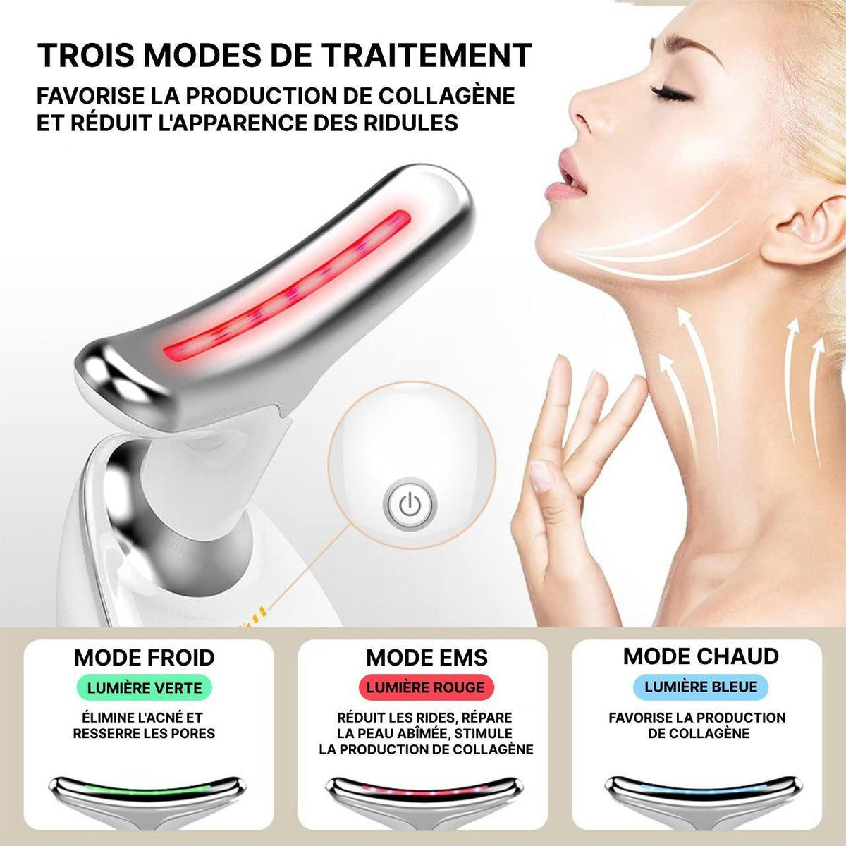 TolaSkin™ - Appareil Anti-Âge Visage & Cou | Soin LED 7 couleurs & Massage Chauffant