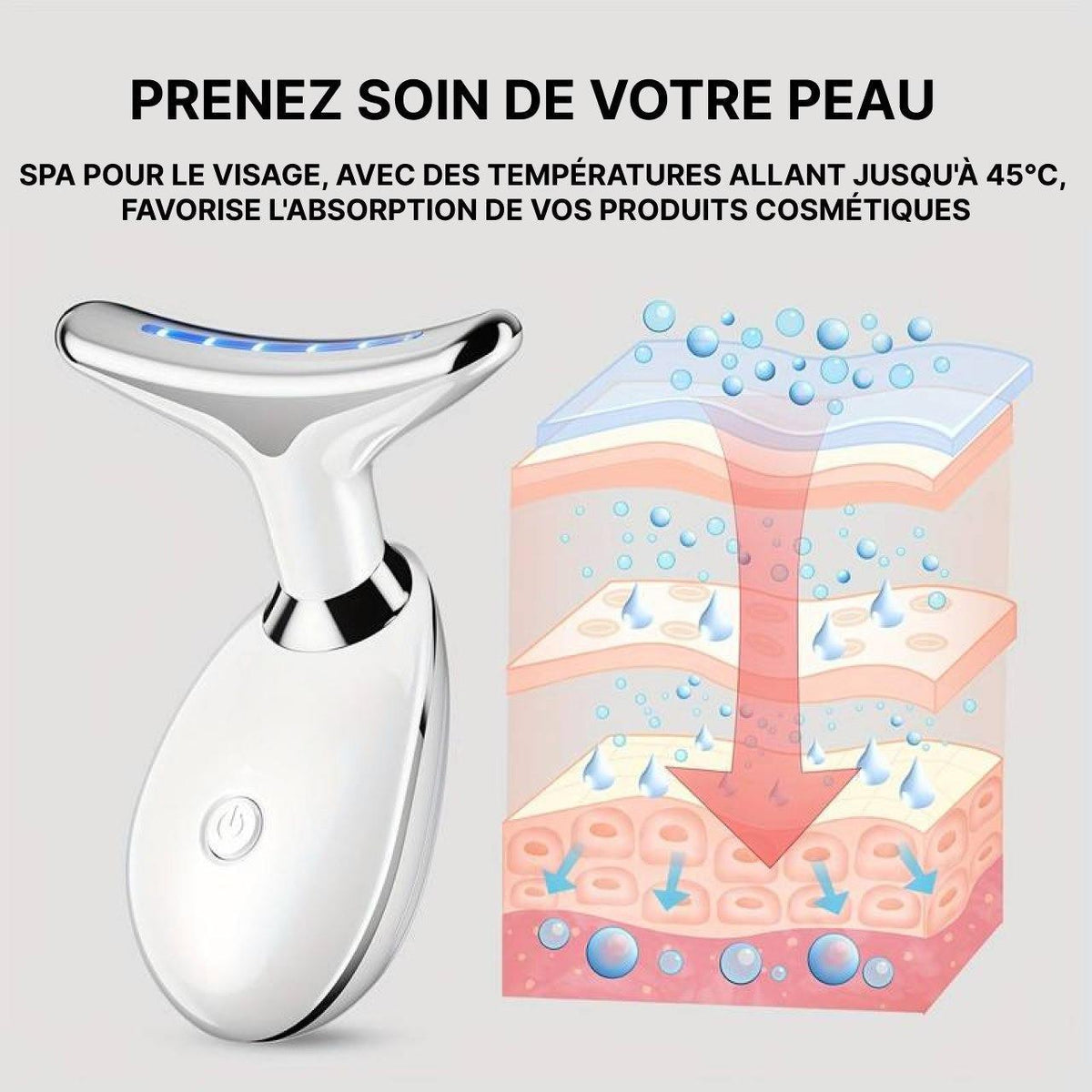 TolaSkin™ - Appareil Anti-Âge Visage & Cou | Soin LED 7 couleurs & Massage Chauffant