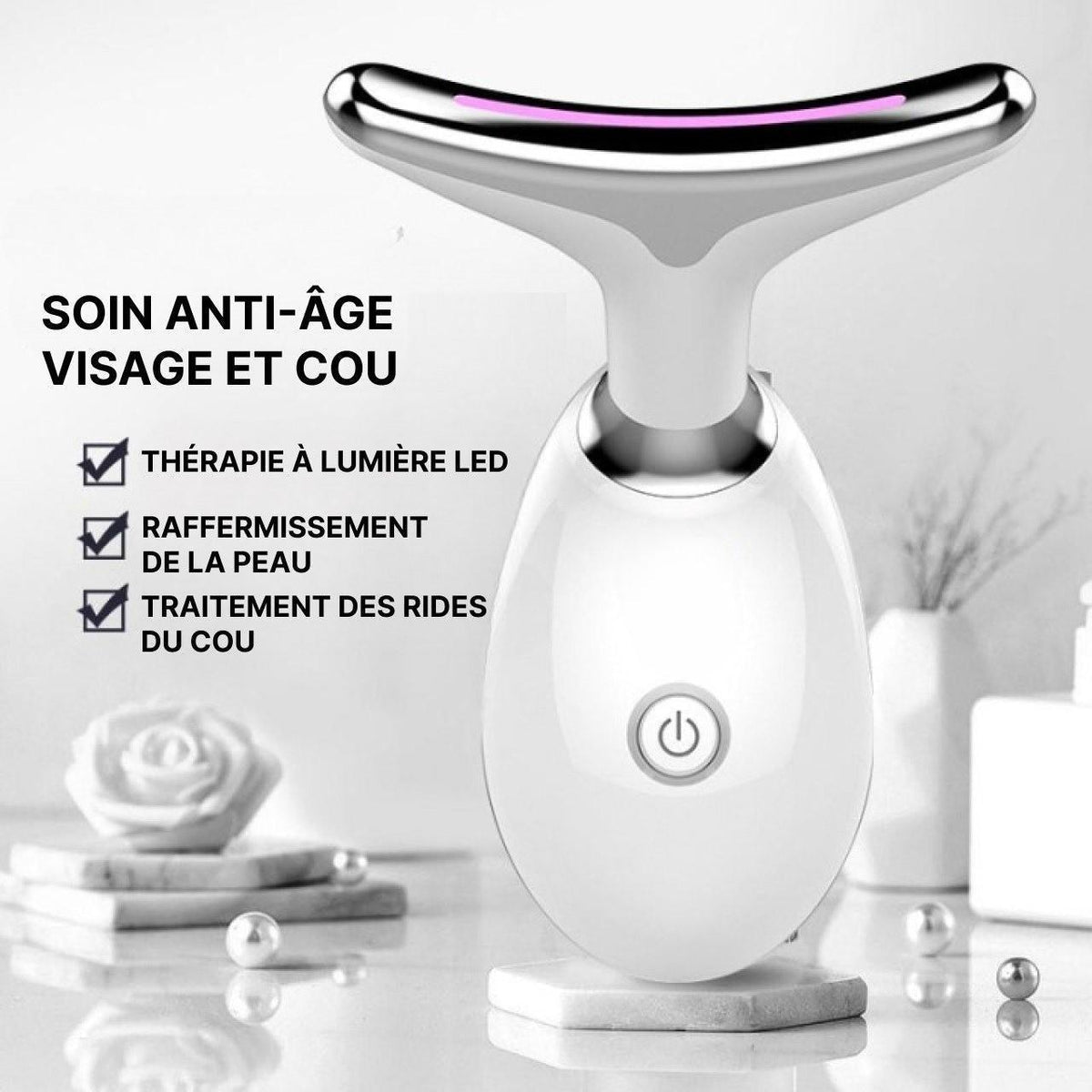 TolaSkin™ - Appareil Anti-Âge Visage & Cou | Soin LED 7 couleurs & Massage Chauffant