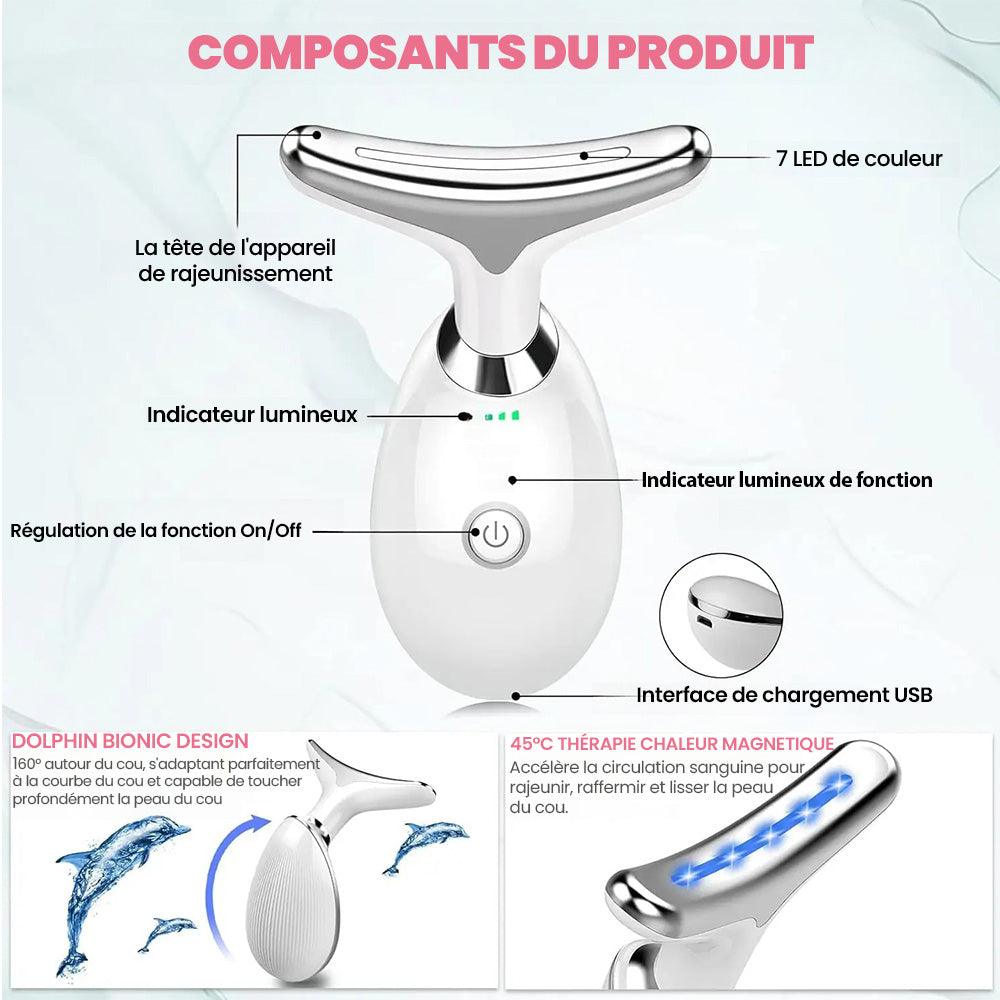 TolaSkin™ - Appareil Anti-Âge Visage & Cou | Soin LED 7 couleurs & Massage Chauffant