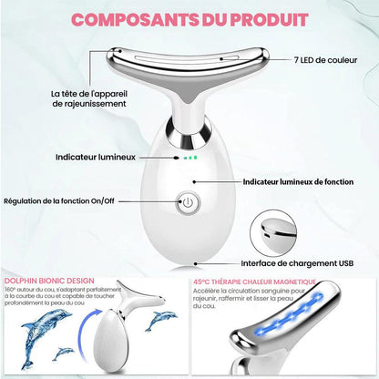 TolaSkin™ - Appareil Anti-Âge Visage & Cou | Soin LED 7 couleurs & Massage Chauffant