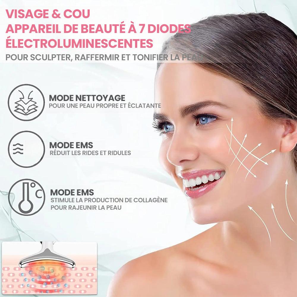 TolaSkin™ - Appareil Anti-Âge Visage & Cou | Soin LED 7 couleurs & Massage Chauffant